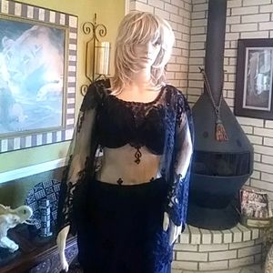 FINAL SALE Black mesh bohemian scroll tunic.